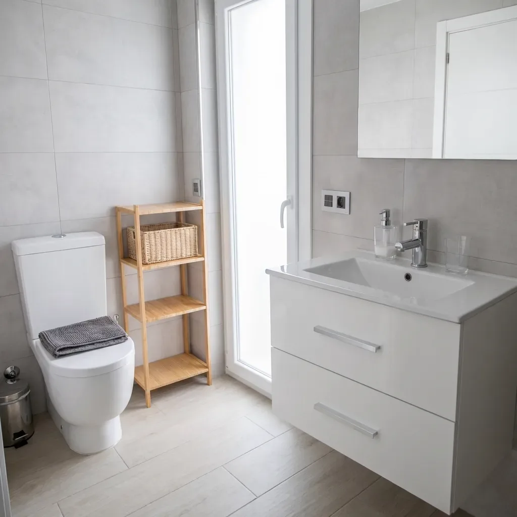 Baño completo con lavabo y ducha del dúplex grande en El Rompido