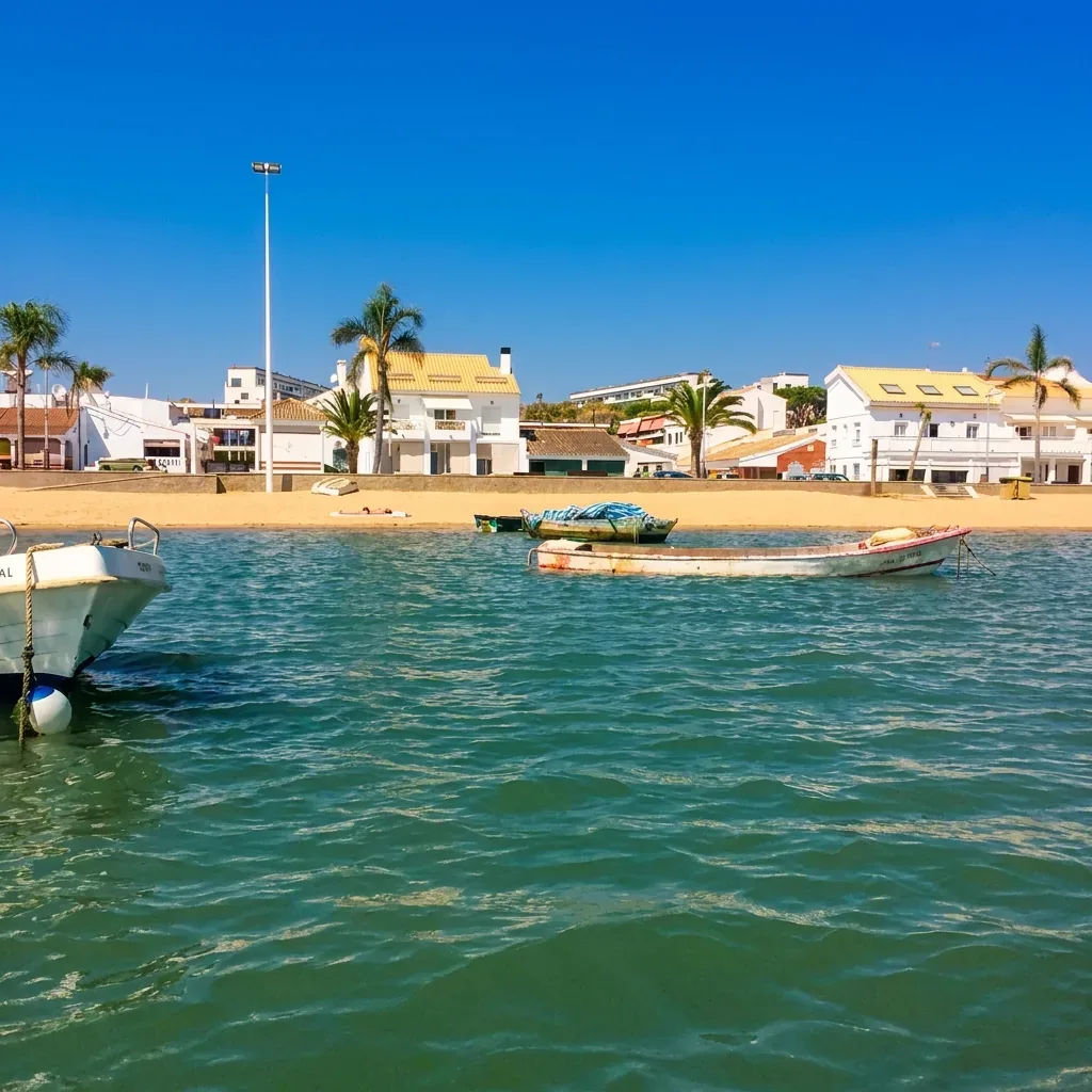Barcas de pesca en la ría de El Rompido, pueblo marinero de Huelva