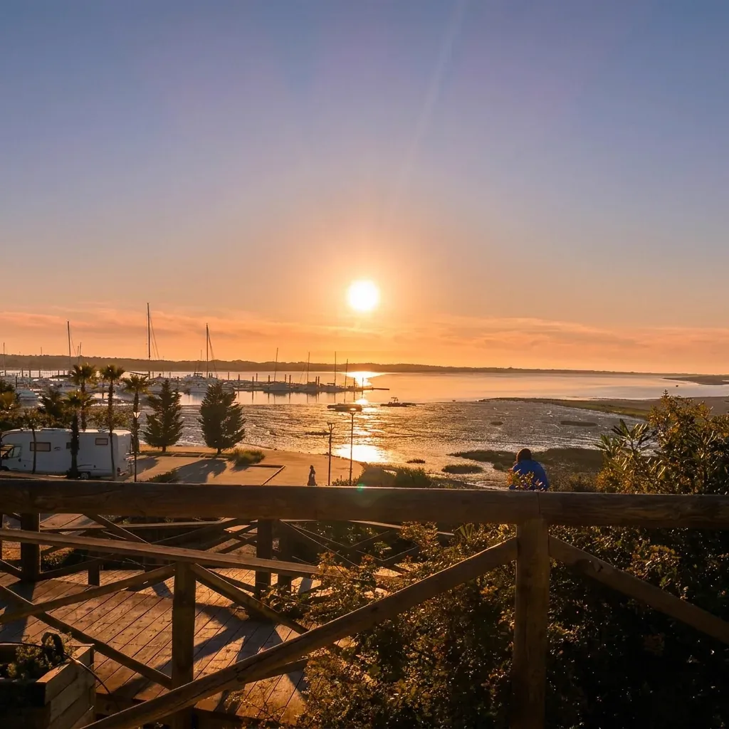 Atardecer desde el mirador del puerto deportivo de El Rompido, Huelva