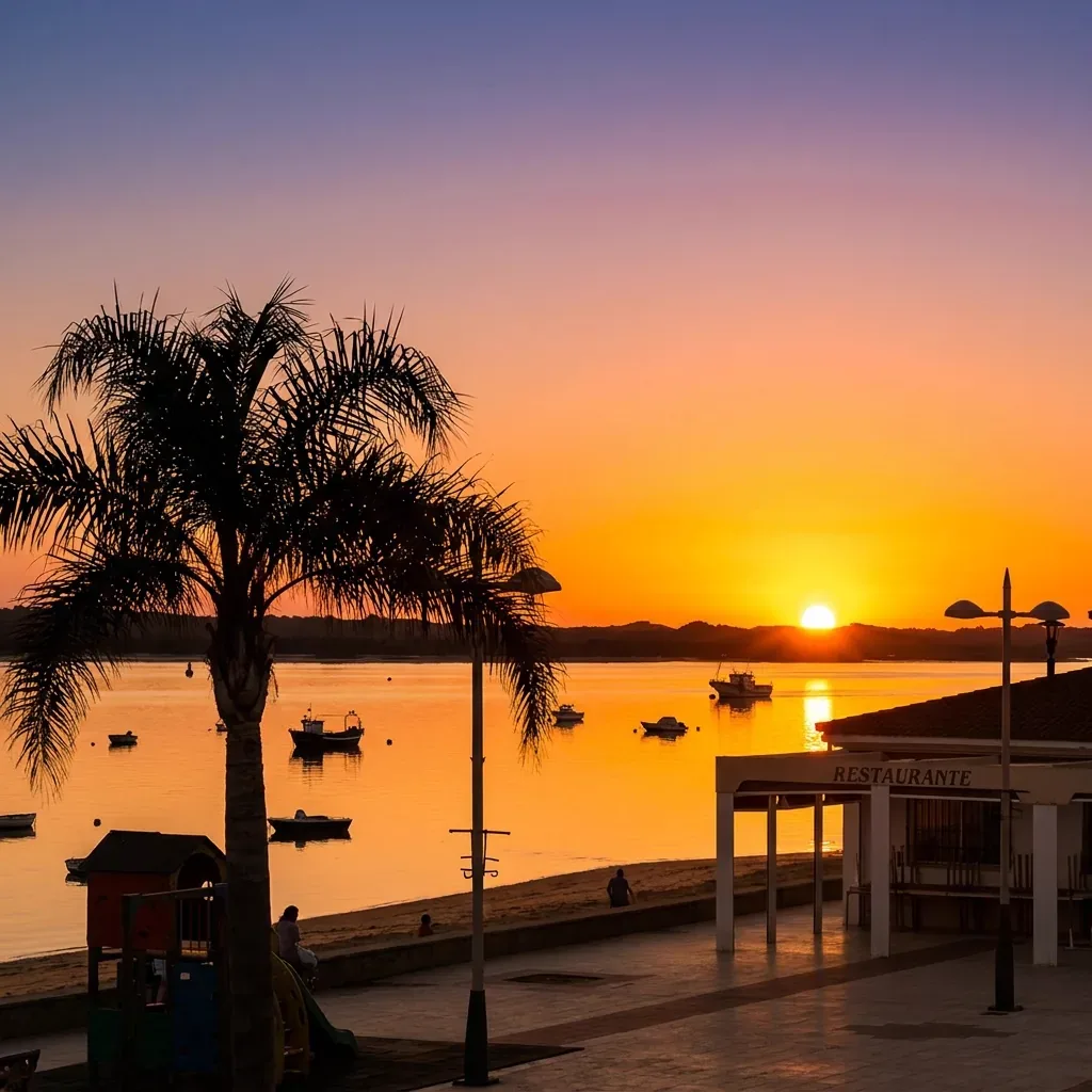 Atardecer sobre la ría del Piedras en El Rompido